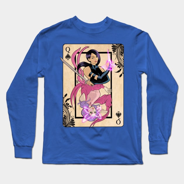 Psylocke Queen of Spades Long Sleeve T-Shirt by sergetowers80